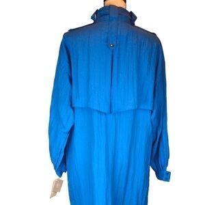 NOS Vintage Henry Grethel Blue Nylon Duster Trench Coat – Size 16 Cobalt Blue